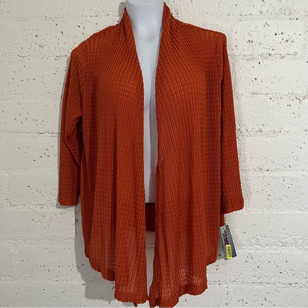 Allison Daley Womens Cardigan PS Orange Open Front Asymmetrical Hem Stretch AG4